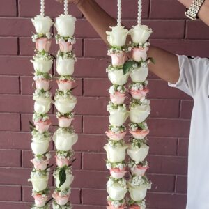 White & Pink Roses Wedding garland Hu Florist, 0015